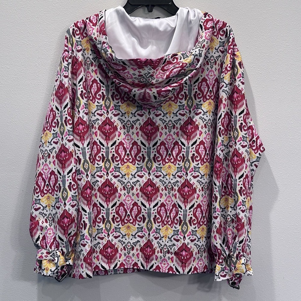 Alice + Olivia Anorak Half-Zip Hoodie Vntg Malibu Print Boho Sz Lg See Descript - Picture 2 of 11